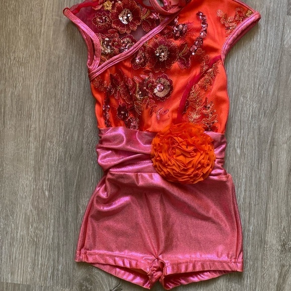 Curtain Call Costumes Pink Sequin High Neck Short Dance Costume Size XS - Picture 3 of 8